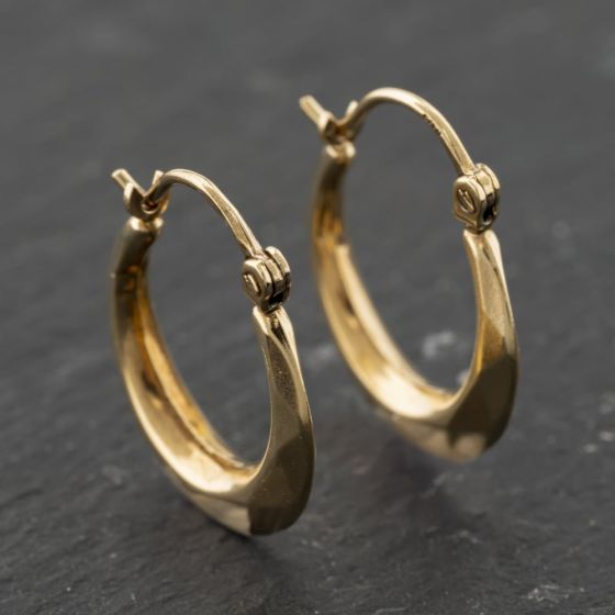 Second Hand Yellow Gold 20mm Facetted Creole Earrings 41173985
