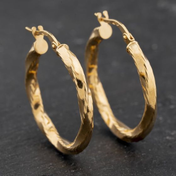 Second Hand Yellow Gold 25mm Twist Hoop Earrings 41174015