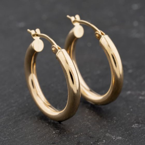 Second Hand Yellow Gold 21.4mm Plain Hoop Earrings 41174018