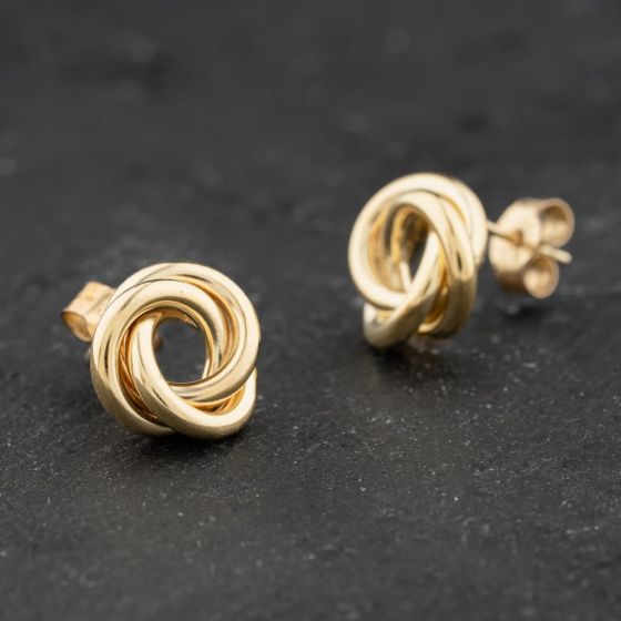 Second Hand Yellow Gold 10mm Knots Stud Earrings 41174071