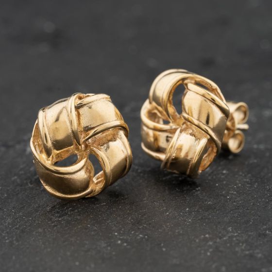Second Hand 9ct Yellow Gold 12mm Knots Stud Earrings 41174072