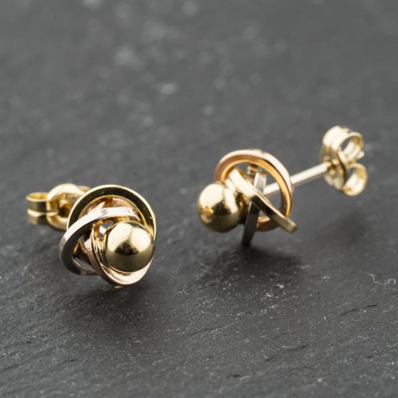 Second Hand Three Colour Gold Knot Stud Earrings 41174108
