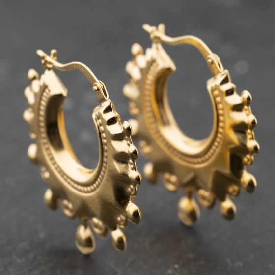 Second Hand Yellow Gold 27.8mm Victorian Style Creole Earrings 41174110