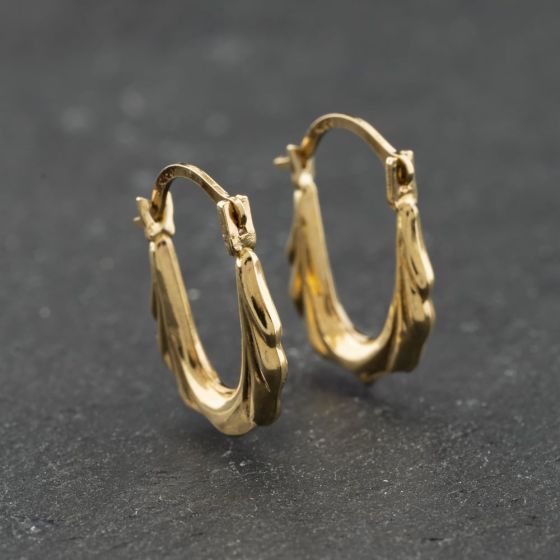 Second Hand Yellow Gold Oval Creole Earrings 41174220