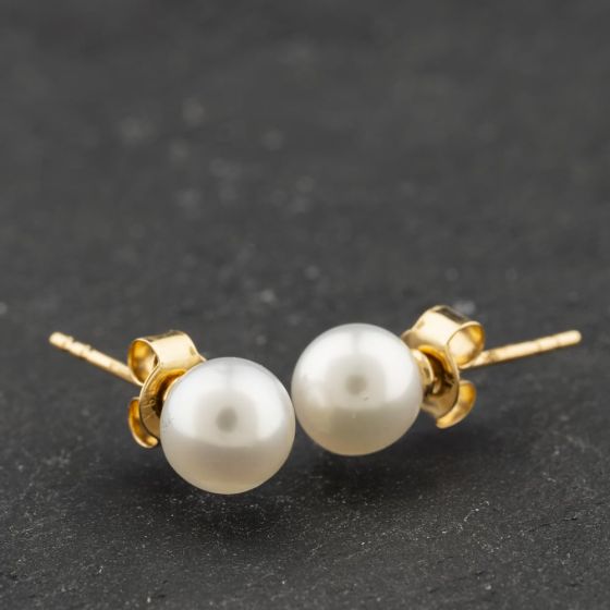 Second Hand 18ct Yellow Gold 7mm Cultured Pearl Stud Earrings 41174287