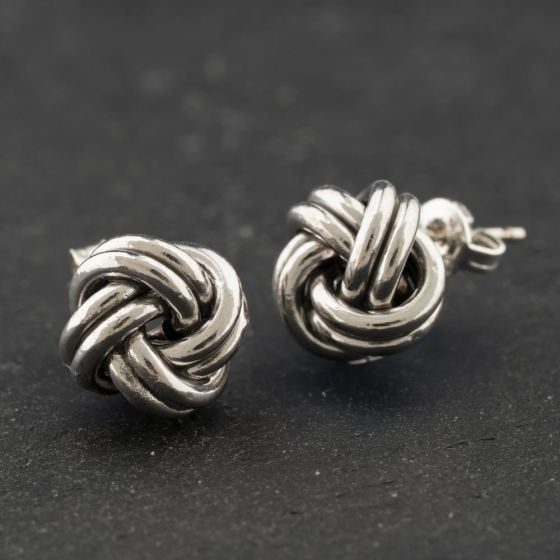 Second Hand 9ct White Gold 10mm Knot Stud Earrings 41174291