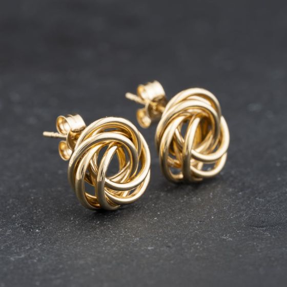 Second Hand 9ct Yellow Gold 13mm Knot Stud Earrings 41174316