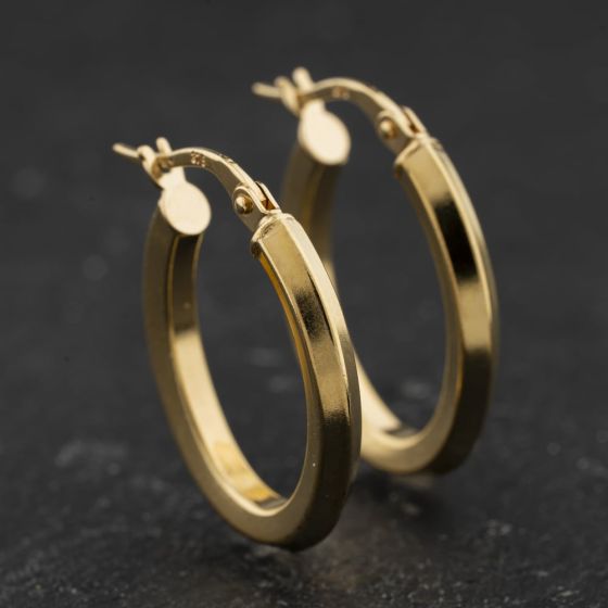 Second Hand Yellow Gold Plain 22mm Hoop Earrings 41174372