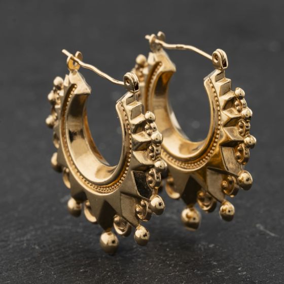 Second Hand Yellow Gold Patterned 27mm Creole Earrings 41174399