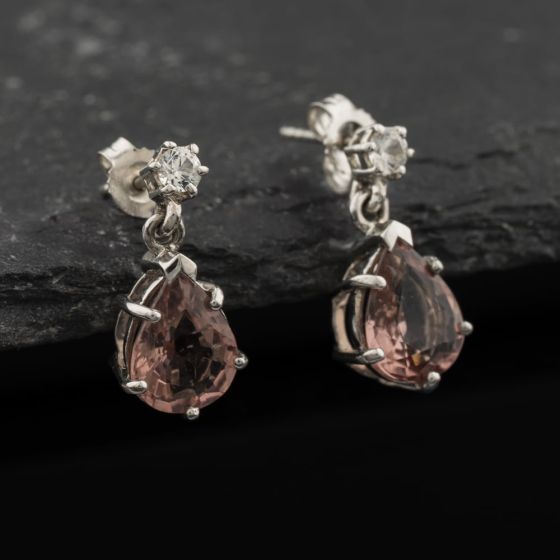 Second Hand 9ct White Gold Cubic Zirconia Teardrop 15mm Dropper Earrings 41174437