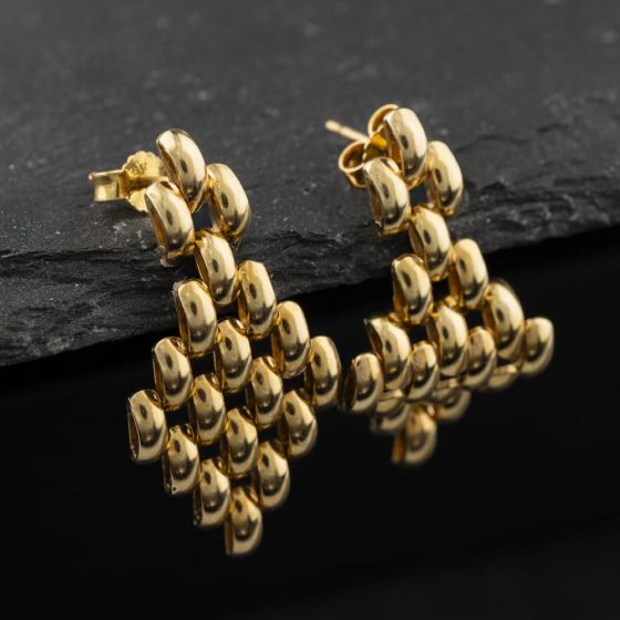 Second Hand 9ct Yellow Gold 27mm Chain Link Dropper Earrings 41174502