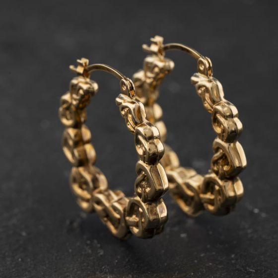 Second Hand Yellow Gold 25mm Celtic Heart Creole Earrings 41174511