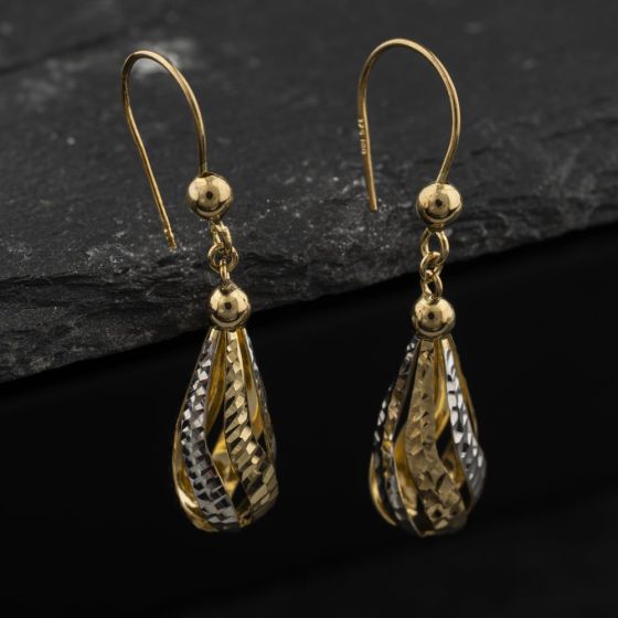 Second Hand Two Colour Gold 39mm Dropper Earrings 41174522