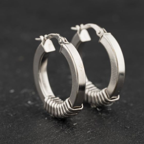 Second Hand 9ct White Gold 23mm Creole Earrings 41174548