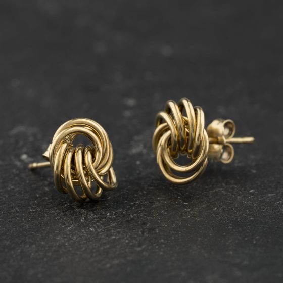 Second Hand Yellow Gold 9mm Knot Stud Earrings 41174602
