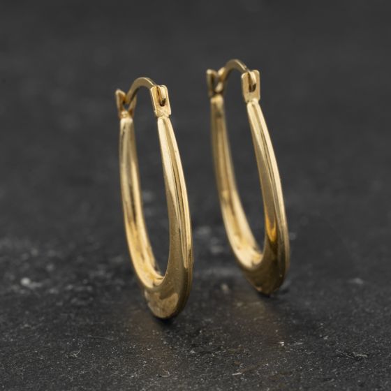 Second Hand Yellow Gold Oval Plain Creole Earrings 41174629