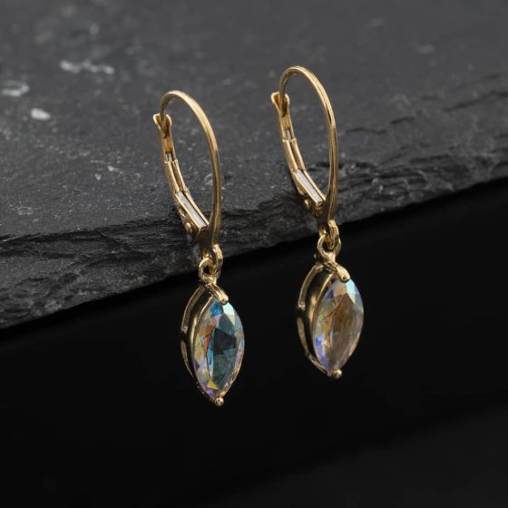 Second Hand Yellow Gold 28mm Mystic Topaz Dropper Earrings 41174673