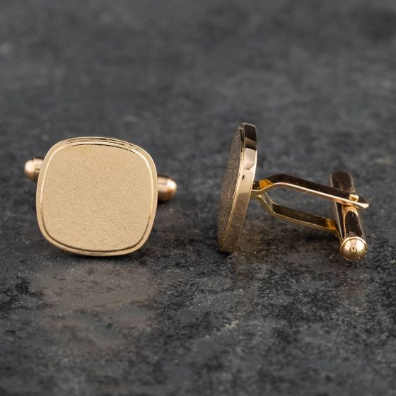 Second Hand 9ct Yellow Gold Textured Cushion Cufflinks 4119592