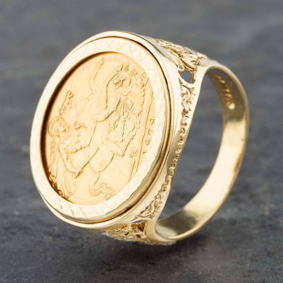 Second Hand 9ct Yellow Gold 1979 Full Sovereign Coin Ring 41201055BND