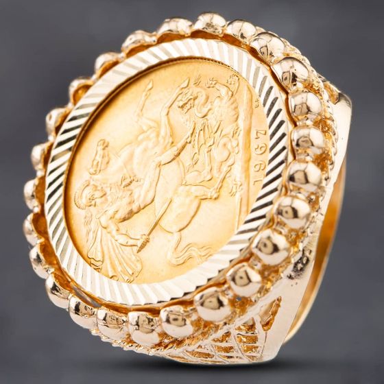 Second Hand 9ct Yellow Gold 1967 Full Sovereign Coin Ring 41201127BND