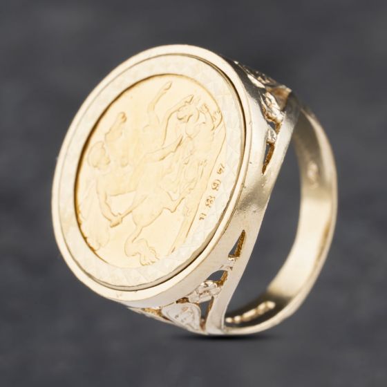 Second Hand Yellow Gold 1897 Half Sovereign Coin Ring 41201178