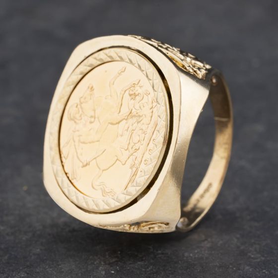 Second Hand Yellow Gold 1900 Full Sovereign Coin Ring 41201180