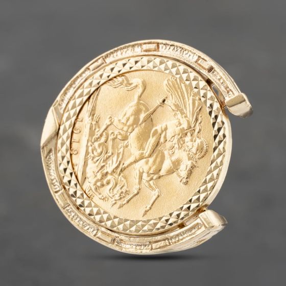 Second Hand 9ct Yellow Gold 1913 George V Full Sovereign Coin Ring 41201210BND
