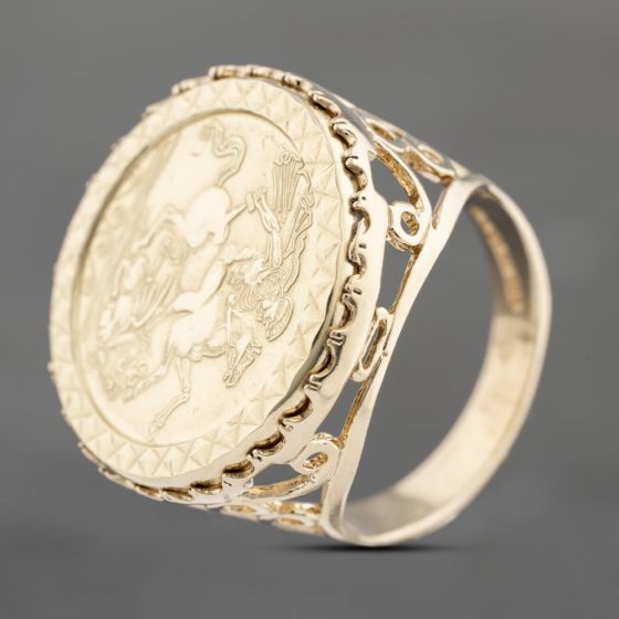 Second Hand 9ct Yellow Gold St George Coin Ring 41201223