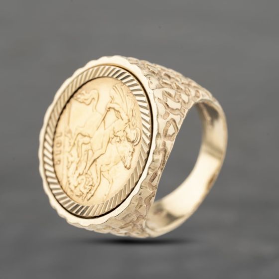 Second Hand Yellow Gold 1912 King George Half Sovereign Signet Ring 41201240