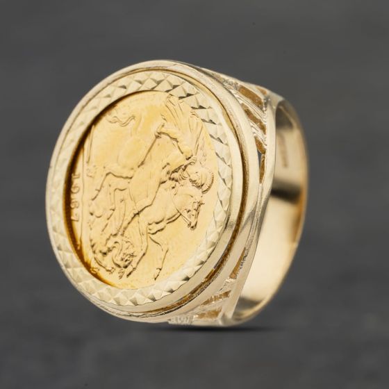 Second Hand Yellow Gold 1967 Full Sovereign Coin Ring 41201259
