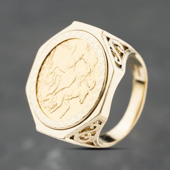 Second Hand Yellow Gold 1906 King Edward Full Sovereign Coin Ring 41201270