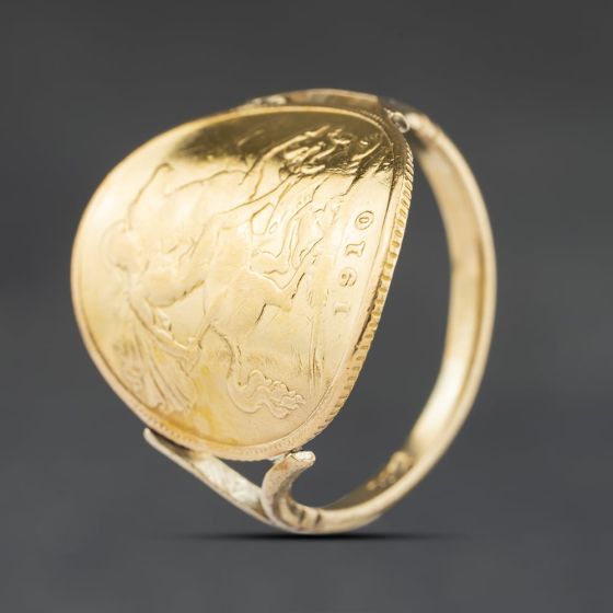Second Hand Vintage Yellow Gold 1910 Half Sovereign King Edward Coin Ring 41201277
