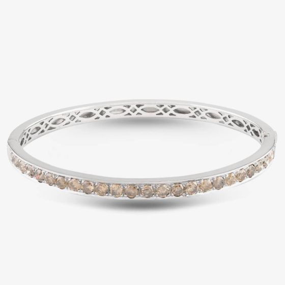 Second Hand 18ct White Gold 3.25ct Brilliant Cut Diamond Cognac Standard Hinged Bangle 4121050