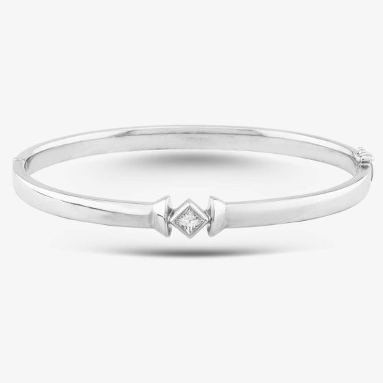 Second Hand 18ct White Gold Diamond Standard Hinged Bangle 41211076