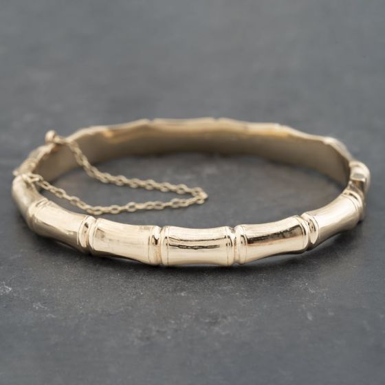 Second Hand 9ct Yellow Gold Bamboo Standard Hinged Bangle 41211264