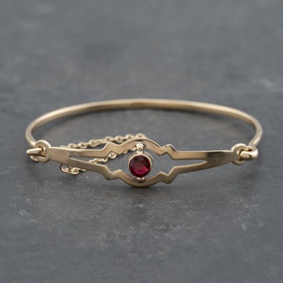 Second Hand Vintage Yellow Gold Open Work Patterned Standard Plain Bangle 41211278