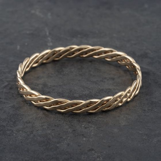 Second Hand 9ct Yellow Gold Woven Standard Simple Bangle 41211305
