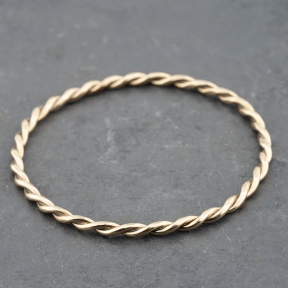 Second Hand 9ct Yellow Gold Twisted Standard Plain Bangle 41211360