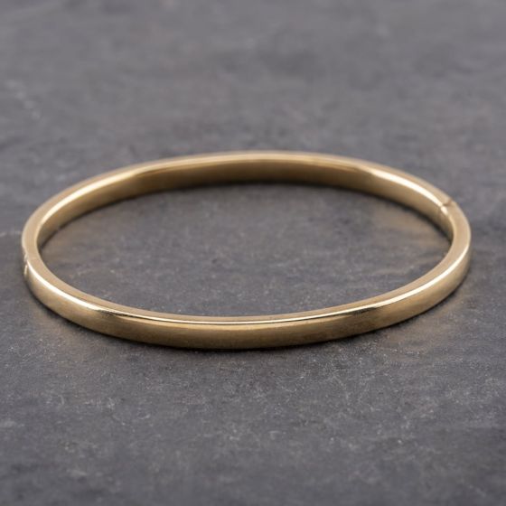 Second Hand 9ct Yellow Gold Plain Hinged Bangle 41211370