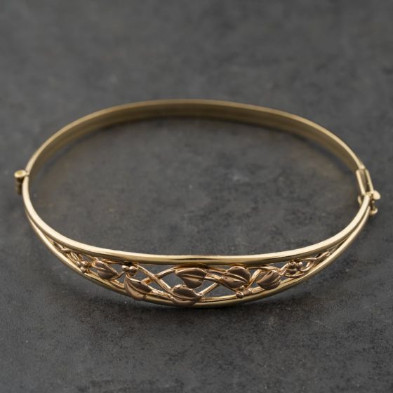 Second Hand 9ct Two Colour Gold Clogau Tree Of Life Hinged Bangle 41211425