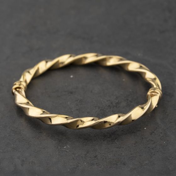 Second Hand 9ct Yellow Gold Twist Hinged Bangle 41211426