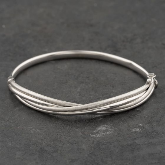 Second Hand 9ct White Gold Half Twist Hinged Bangle 41211444