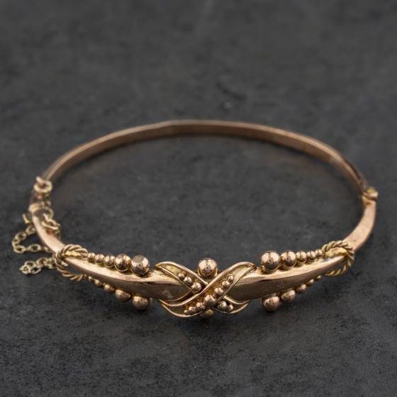 Second Hand Antique Rose Gold Fancy Small Hinged Bangle 41211455