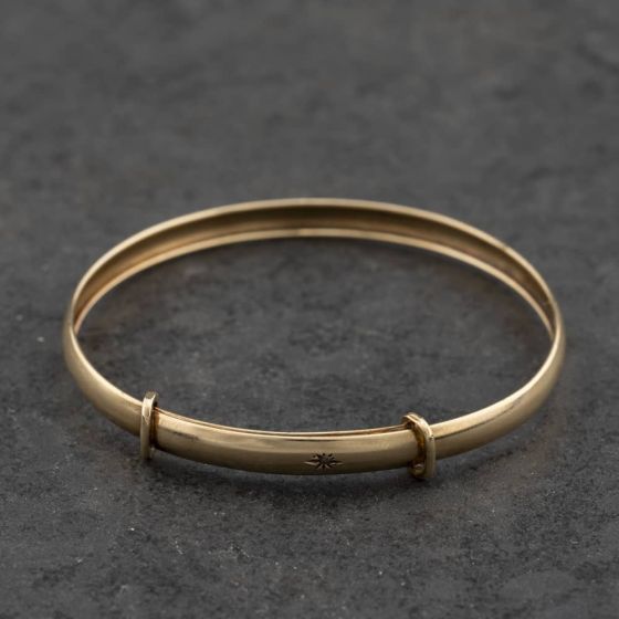 Second Hand 9ct Yellow Gold Diamond Set Small Expandable Bangle 41211468
