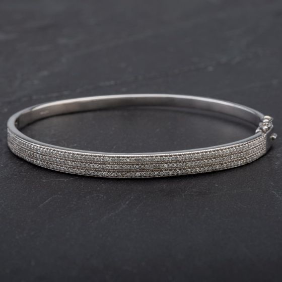 Second Hand White Gold Diamond Pave Bangle 4121210