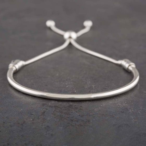 Second Hand Pandora Sterling Silver Moments Cubic Zirconia Toggle 17cm Plain Bangle 41221027