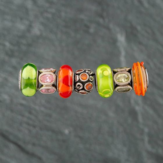 Second Hand Pandora Sterling Silver 7 Assorted Bead Charms 41221048