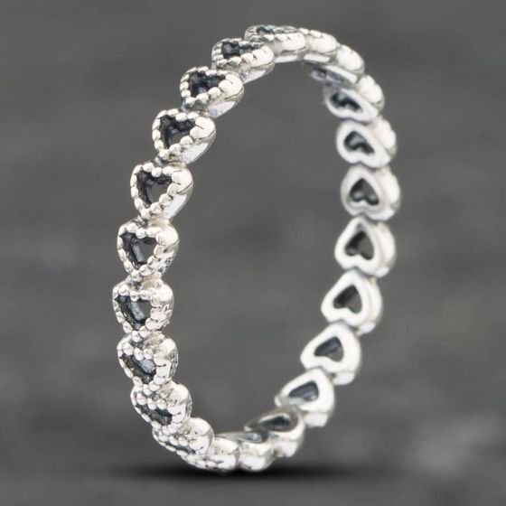 Second Hand Pandora Silver Band Of Hearts Dress Ring 41221115