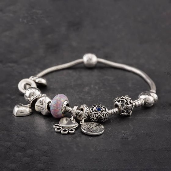 Second Hand Pandora Silver Moments Heart Clasp 9.5 Inch Snake Charm Bracelet 41221195