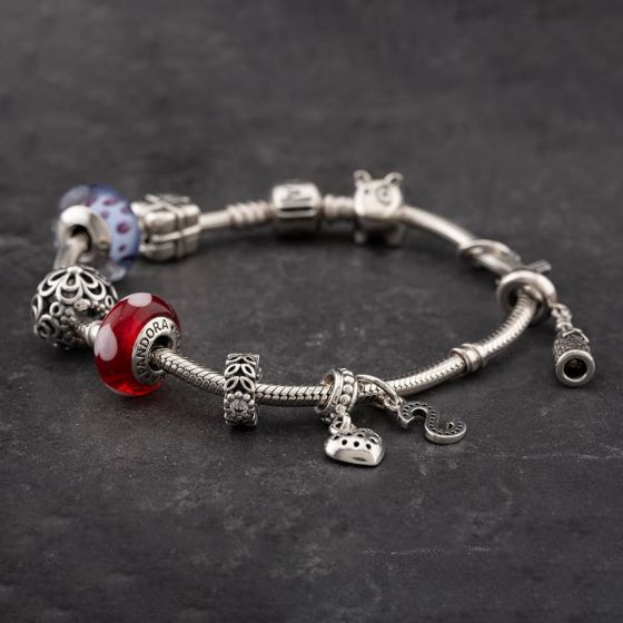Second Hand Pandora Silver Moments Snake Chain 8 Inch Charm Bracelet 41221205
